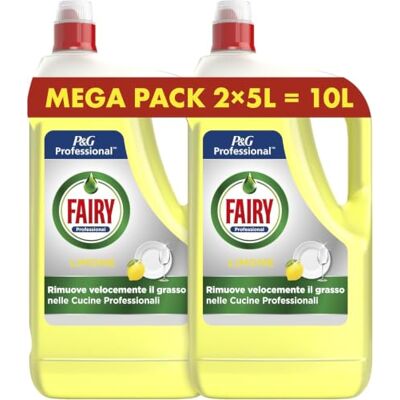 Fairy Professional Lessive vaisselle et vaisselle à la main, parfum citron, 10 l (5 l x 2), efficace contre la graisse ostinée, lave jusqu'à 50 000 plats, pour usage professionnel Fairy Professional Lessive vaisselle et vaisselle à la main, parfum citron, 10 l (5 l x 2), efficace contre la graisse ostinée, lave jusqu'à 50 000 plats, pour usage professionnel