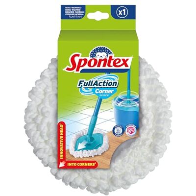 Spontex Full Action Corner de Système de balai de rechange Atteint les coins les plus étroits Système d'essorage et de rinçage facile à 360° Nettoie les sols stratifiés, le bois et les carreaux Spontex Full Action Corner de Système de balai de rechange Atteint les coins les plus étroits Système d'essorage et de rinçage facile à 360° Nettoie les sols stratifiés, le bois et les carreaux