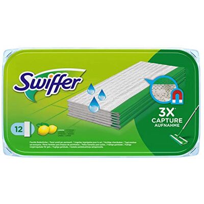 Swiffer Humides pour Balai 3 capture, Lemon, 12 lingettes Swiffer Humides pour Balai 3 capture, Lemon, 12 lingettes