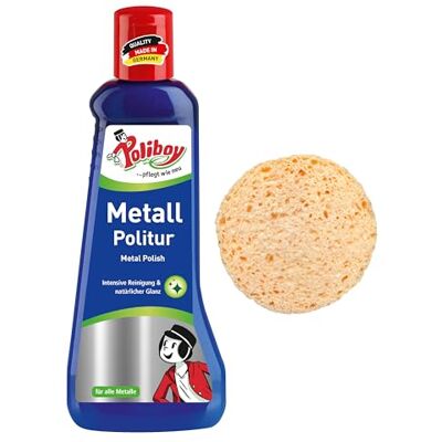 Poliboy Produit de polissage pour métaux brillants avec protection anti-ternissement 1 x 200 ml Avec éponge Fabriqué en Allemagne Poliboy Produit de polissage pour métaux brillants avec protection anti-ternissement 1 x 200 ml Avec éponge Fabriqué en Allemagne