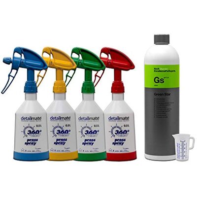 Koch Chemie 4 Piece Kwazar Mercury Super Pro + 360 ° Viton Spray Bottle 0.5 Litre + 1 Litre Greenstar Universal Cleaner + Detail Mate 50ml Measuring Cup Koch Chemie 4 Piece Kwazar Mercury Super Pro + 360 ° Viton Spray Bottle 0.5 Litre + 1 Litre Greenstar Universal Cleaner + Detail Mate 50ml Measuring Cup