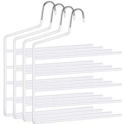 SONGMICS Cintres Pantalons, Lot de 4, 5 Barres, Gain de Place Organisateur Dressing, 35 x 32 x 0,5 cm, Acier, 4 kg, Antidérapant, Blanc Nuage, Collection Patiya CRI034W02 SONGMICS Cintres Pantalons, Lot de 4, 5 Barres, Gain de Place Organisateur Dressing, 35 x 32 x 0,5 cm, Acier, 4 kg, Antidérapant, Blanc Nuage, Collection Patiya CRI034W02
