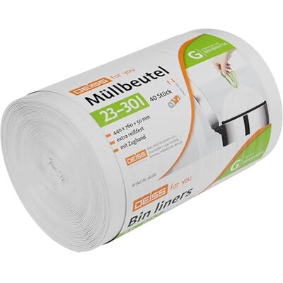 Deiss Lot de 40 sacs poubelle pour Touch Bin de Brabantia, taille G, 23 à 30 l Deiss Lot de 40 sacs poubelle pour Touch Bin de Brabantia, taille G, 23 à 30 l