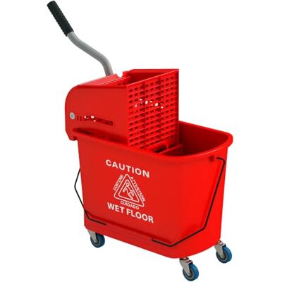 HOMCOM Chariot de Nettoyage 20 L avec Essoreur 60L x 27l x 70,5H cm Rouge Lavage Seau de Ménage, Séparateur Eau Sale Propre HOMCOM Chariot de Nettoyage 20 L avec Essoreur 60L x 27l x 70,5H cm Rouge Lavage Seau de Ménage, Séparateur Eau Sale Propre