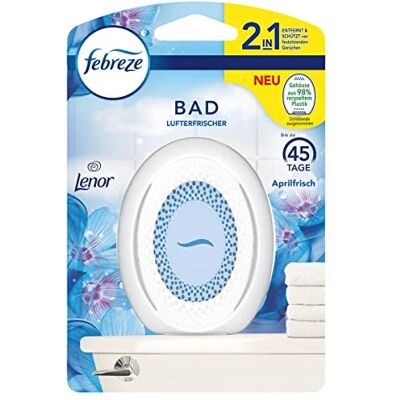Febreze Désodorisant de salle de bain Lenor Fraîcheur d'avril, 1 pièce, parfum WC, diffuseur de parfum pour lutter en continu et prévenir les odeurs Febreze Désodorisant de salle de bain Lenor Fraîcheur d'avril, 1 pièce, parfum WC, diffuseur de parfum pour lutter en continu et prévenir les odeurs