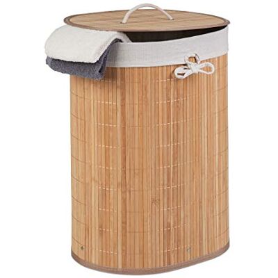 Relaxdays Panier à Linge en Bambou, Ovale, 46 l, Pliable, Couvercle, Bain et Chambre ; 55x42x32 cm, Choix de Couleurs Relaxdays Panier à Linge en Bambou, Ovale, 46 l, Pliable, Couvercle, Bain et Chambre ; 55x42x32 cm, Choix de Couleurs