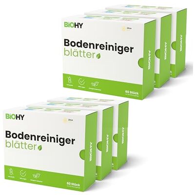 BIOHY Lot de 6 paquets de 60 feuilles de nettoyant pour sol concentré Feuilles de nettoyage de sol Bandes solubles dans l'eau pour bois, stratifié, carrelage et PVC, sans plastique BIOHY Lot de 6 paquets de 60 feuilles de nettoyant pour sol concentré Feuilles de nettoyage de sol Bandes solubles dans l'eau pour bois, stratifié, carrelage et PVC, sans plastique