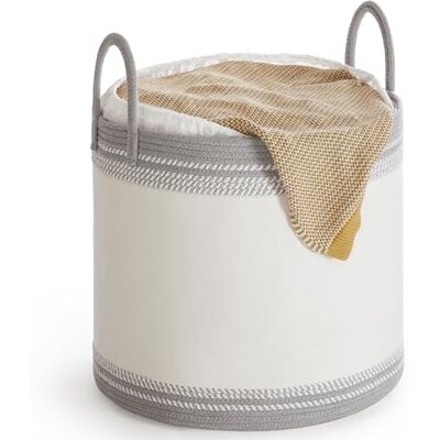 SONGMICS Panier à linge, 90 L, Panier de rangement avec couvercle, Corde en coton, avec poignée, Cordon de serrage, pour vêtements, Couvertures, Salon, 50 x 50 x 46 cm, Gris tourterelle RLH090G01 SONGMICS Panier à linge, 90 L, Panier de rangement avec couvercle, Corde en coton, avec poignée, Cordon de serrage, pour vêtements, Couvertures, Salon, 50 x 50 x 46 cm, Gris tourterelle RLH090G01