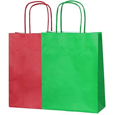 Thepaperbagstore 10 Petite sacs papier Noël anses torsadées 18x22x8cm 5 rouges / 5 verts sacs kraft pour bonbons, cadeaux, fêtes et événements Thepaperbagstore 10 Petite sacs papier Noël anses torsadées 18x22x8cm 5 rouges / 5 verts sacs kraft pour bonbons, cadeaux, fêtes et événements
