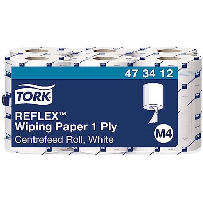 Tork Reflex™ Papier d'Essuyage blanc M4, mandrin SmartCore®, 6 x 340 feuilles, 473412 Tork Reflex™ Papier d'Essuyage blanc M4, mandrin SmartCore®, 6 x 340 feuilles, 473412