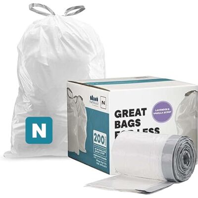 Plasticplace Poubelle simplehuman (x) Code N Compatible (200 Count)│Couvertures de poubelle à cordon blanc 12-13 gallons/45-50 litres │ 22,75 "x 31,5 Plasticplace Poubelle simplehuman (x) Code N Compatible (200 Count)│Couvertures de poubelle à cordon blanc 12-13 gallons/45-50 litres │ 22,75 "x 31,5