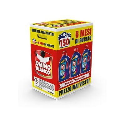 Omino Bianco Lessive Laveuse Liquide Color+, 150 Lavages, Spécifique pour les Vêtements Colorés, Technologie Sauve les Couleurs et Capture le Grisur, 2000 ml x 3 Paquets Omino Bianco Lessive Laveuse Liquide Color+, 150 Lavages, Spécifique pour les Vêtements Colorés, Technologie Sauve les Couleurs et Capture le Grisur, 2000 ml x 3 Paquets