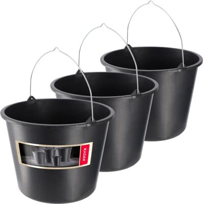 KADAX Seau de construction, 20 l, rond, pour chantier et jardin, seau à eau stable, avec poignée en métal, bac à mortier, noir, seau de nettoyage (3) KADAX Seau de construction, 20 l, rond, pour chantier et jardin, seau à eau stable, avec poignée en métal, bac à mortier, noir, seau de nettoyage (3)