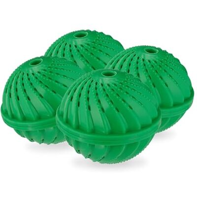 Relaxdays Lot de 4 boules de lavage pour machine à laver, écologiques, douces pour la peau, sans détergent, vert Relaxdays Lot de 4 boules de lavage pour machine à laver, écologiques, douces pour la peau, sans détergent, vert