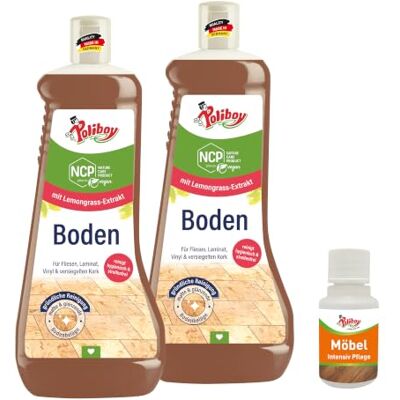 Poliboy Bio Nettoyant universel pour sols Sans traces Avec parfum frais 2 x 1000 ml Avec échantillon de produit Fabriqué en Allemagne Poliboy Bio Nettoyant universel pour sols Sans traces Avec parfum frais 2 x 1000 ml Avec échantillon de produit Fabriqué en Allemagne