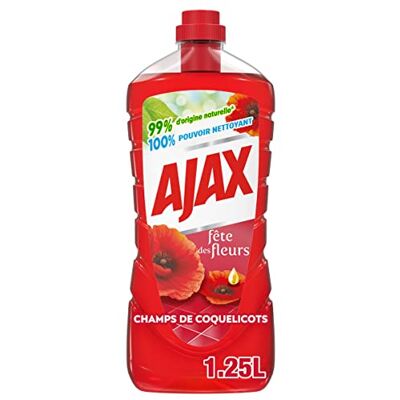 AJAX Fête des fleurs Champs de Coquelicot Nettoyant Ménager Sol & Multi Surfaces Sans Rinçage 1,25 L AJAX Fête des fleurs Champs de Coquelicot Nettoyant Ménager Sol & Multi Surfaces Sans Rinçage 1,25 L