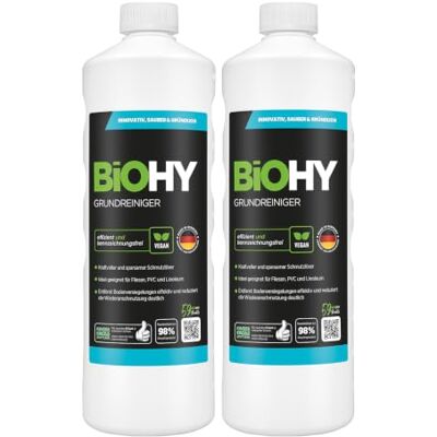 BIOHY Nettoyant de base (2 x 1l Bouteille) Élimine les incrustations tenaces et les anciens films de soin Nettoie en douceur toutes les surfaces (Grundreiniger) BIOHY Nettoyant de base (2 x 1l Bouteille) Élimine les incrustations tenaces et les anciens films de soin Nettoie en douceur toutes les surfaces (Grundreiniger)
