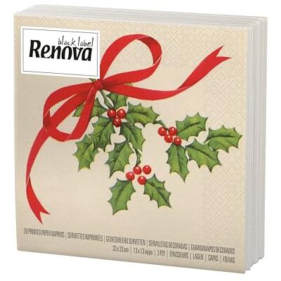 Renova Lot de 20 serviettes en papier pour Noël Renova Lot de 20 serviettes en papier pour Noël