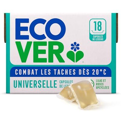 Ecover Lessive Capsules Universelle, Lessive liquide en Capsule, Combat les Tâches dès 20 degrés, Parfum Lilas & Rose, 18 Lavages Ecover Lessive Capsules Universelle, Lessive liquide en Capsule, Combat les Tâches dès 20 degrés, Parfum Lilas & Rose, 18 Lavages