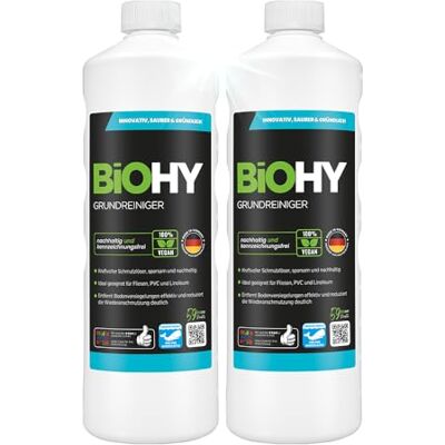 BIOHY Grundreiniger (2 x 1 liter) gegen hartnäckige Verkrustungen & Pflegefilme reinigt alle säure- & wasserfesten Oberflächen kraftvolles Konzentrat ideal für Werkstatt & Küche BIOHY Grundreiniger (2 x 1 liter) gegen hartnäckige Verkrustungen & Pflegefilme reinigt alle säure- & wasserfesten Oberflächen kraftvolles Konzentrat ideal für Werkstatt & Küche