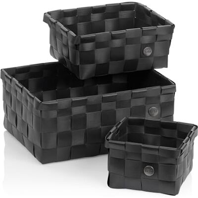 kela Set de corbeilles Neo en Plastique PP Noir 3pcs. kela Set de corbeilles Neo en Plastique PP Noir 3pcs.