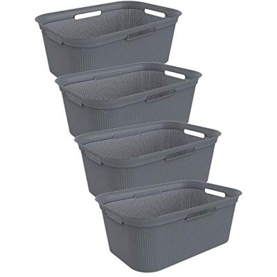 Rotho Brisen Lot de 4 paniers à linge en plastique (PP) sans BPA, anthracite, 40 l Rotho Brisen Lot de 4 paniers à linge en plastique (PP) sans BPA, anthracite, 40 l