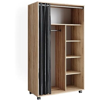 Vicco Armoire "Doros", Sonoma, 100x168cm ouvert, avec roulettes, avec roulettes pour un positionnement flexible dans la pièce Vicco Armoire "Doros", Sonoma, 100x168cm ouvert, avec roulettes, avec roulettes pour un positionnement flexible dans la pièce