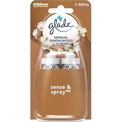 Glade Sense & Spray Lot de 2 recharges de désodorisant automatique activé par le mouvement et éliminateur d'odeurs pour la maison, bois de santal et jasmin, lot de 2 (2 x 18 ml) Glade Sense & Spray Lot de 2 recharges de désodorisant automatique activé par le mouvement et éliminateur d'odeurs pour la maison, bois de santal et jasmin, lot de 2 (2 x 18 ml)