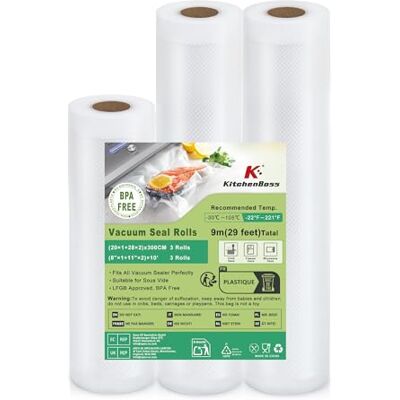 KitchenBoss Rouleau Sous Vide Alimentaire:3 Packs 20/28 x 300cm Sac Sous Vide Alimentaire, Film Sous Vide Alimentaire Convient à Tous les Machine Sous Vide KitchenBoss Rouleau Sous Vide Alimentaire:3 Packs 20/28 x 300cm Sac Sous Vide Alimentaire, Film Sous Vide Alimentaire Convient à Tous les Machine Sous Vide