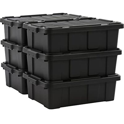 Iris Ohyama , Boite rangement plastique, Boite de rangement garage de 25L, Lot de 4, DDSKT-230, Noir- L57.5 x P38 x H17.5 cm Iris Ohyama , Boite rangement plastique, Boite de rangement garage de 25L, Lot de 4, DDSKT-230, Noir- L57.5 x P38 x H17.5 cm