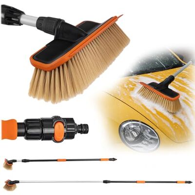 KADAX Brosse de lavage télescopique avec raccord d'eau, brosse de lavage de voiture extensible avec manche télescopique, brosse télescopique à poils souples, brosse de nettoyage (151-251 cm) KADAX Brosse de lavage télescopique avec raccord d'eau, brosse de lavage de voiture extensible avec manche télescopique, brosse télescopique à poils souples, brosse de nettoyage (151-251 cm)