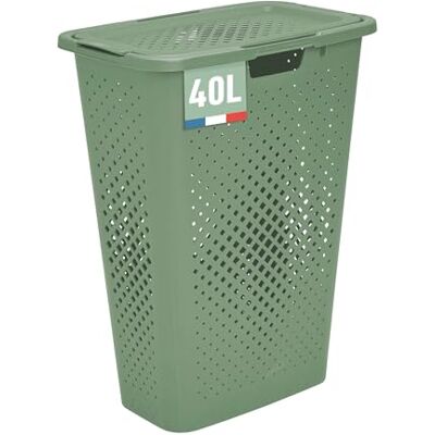 Sundis Pixel, Panier à Linge 40l, en Plastique recyclé, Vert Sauge, idéal pour Les Petits espaces, 2 poignées latérales et 1 poignée au-Dessous, aération sur Les 4 côtés Sundis Pixel, Panier à Linge 40l, en Plastique recyclé, Vert Sauge, idéal pour Les Petits espaces, 2 poignées latérales et 1 poignée au-Dessous, aération sur Les 4 côtés