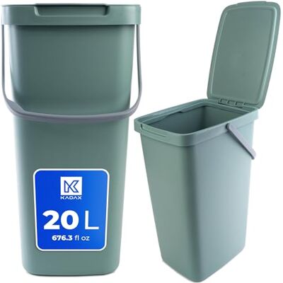 KADAX Poubelle en plastique avec couvercle rabattable et poignée, collecteur de déchets rectangulaire, pour le tri sélectif (vert, 20 l) KADAX Poubelle en plastique avec couvercle rabattable et poignée, collecteur de déchets rectangulaire, pour le tri sélectif (vert, 20 l)