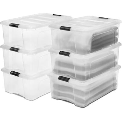 Iris Ohyama , Boite rangement plastique, Boite de rangement bureau de 30L, Lot de 6, DDNTB-30, Transparent L58 x P39.5 x H21 cm Iris Ohyama , Boite rangement plastique, Boite de rangement bureau de 30L, Lot de 6, DDNTB-30, Transparent L58 x P39.5 x H21 cm