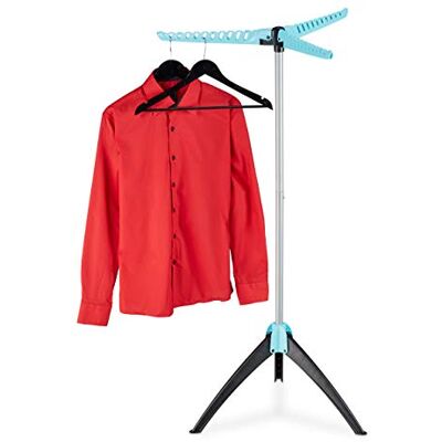 Relaxdays Séchoir à linge pliable à 3 bras pour cintre et séchoir à linge Argenté/turquoise 128 x 56,5 cm Relaxdays Séchoir à linge pliable à 3 bras pour cintre et séchoir à linge Argenté/turquoise 128 x 56,5 cm