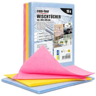 com-four ® 15 chiffons ménagers en viscose très absorbants et résistants lavettes réutilisables en 3 couleurs pour nettoyage et entretien com-four ® 15 chiffons ménagers en viscose très absorbants et résistants lavettes réutilisables en 3 couleurs pour nettoyage et entretien