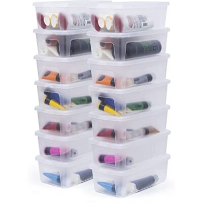 Iris Ohyama , Petites Boîtes plastique, 5L, Lot de 14, MCB-5, Transparent, Clips de fermeture- L34 x P19 x H11 cm Iris Ohyama , Petites Boîtes plastique, 5L, Lot de 14, MCB-5, Transparent, Clips de fermeture- L34 x P19 x H11 cm