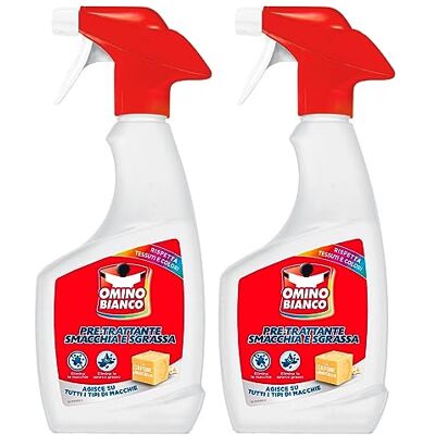 Omino Bianco Dégraissant et dégraissant 2 en 1 prétractif Spray avec Action Détachant et Dégraissant avec Marseille, 2 x 500 ml Omino Bianco Dégraissant et dégraissant 2 en 1 prétractif Spray avec Action Détachant et Dégraissant avec Marseille, 2 x 500 ml