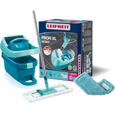 Leifheit Kit Profi XL Essore-housse avec roulettes, lave-sol, housses micro duo et static plus, seau et balai serpillère simples à utiliser avec mécanisme d'essorage intégré Leifheit Kit Profi XL Essore-housse avec roulettes, lave-sol, housses micro duo et static plus, seau et balai serpillère simples à utiliser avec mécanisme d'essorage intégré