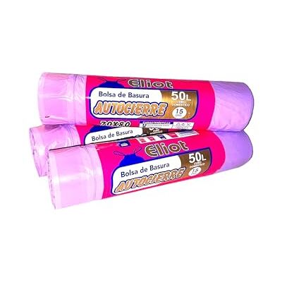 Genérico Sacs poubelle 50L avec fermeture – Pack de 3 rouleaux (45 sacs) résistants à triple couche, parfumés et anti-fuite 70x80 cm pour usage domestique Genérico Sacs poubelle 50L avec fermeture – Pack de 3 rouleaux (45 sacs) résistants à triple couche, parfumés et anti-fuite 70x80 cm pour usage domestique