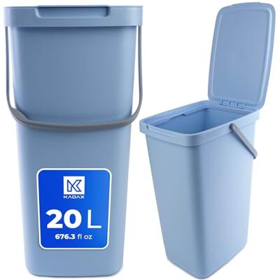 KADAX Poubelle en plastique avec couvercle rabattable et poignée, collecteur de déchets rectangulaire, pour le tri sélectif (bleu, 20 l) KADAX Poubelle en plastique avec couvercle rabattable et poignée, collecteur de déchets rectangulaire, pour le tri sélectif (bleu, 20 l)