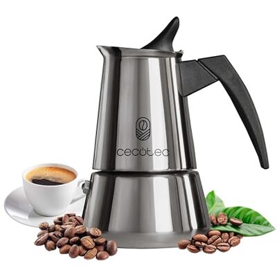 Cecotec Cafetière italienne Piccolina 900. 450 ml, 10 tasses à café, acier inoxydable, convient à toutes les surfaces, filtre premium, valve de sécurité, manche thermorésistant, design élégant Cecotec Cafetière italienne Piccolina 900. 450 ml, 10 tasses à café, acier inoxydable, convient à toutes les surfaces, filtre premium, valve de sécurité, manche thermorésistant, design élégant