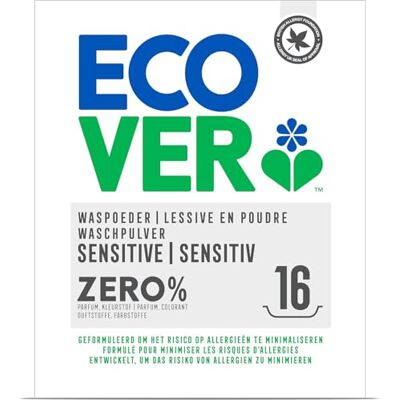 Ecover Zero Lessive en poudre sensible aux allergies et aux peaux sensibles 16 lavages 1 x 1,2 kg Ecover Zero Lessive en poudre sensible aux allergies et aux peaux sensibles 16 lavages 1 x 1,2 kg
