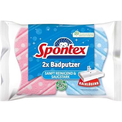 Spontex Lot de 2 éponges de salle de bain adaptées à toutes les surfaces de la salle de bain, forme extra adhérente, couleur non sélectionnable Spontex Lot de 2 éponges de salle de bain adaptées à toutes les surfaces de la salle de bain, forme extra adhérente, couleur non sélectionnable