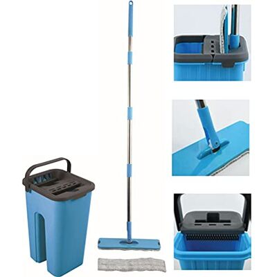 MSV Touchless Système d'auto-Nettoyage pour serpillère avec Seau de 4 litres, Nettoyage pour Tous Types de sols, carrelage, parquet, Lino, laminé, serpillière de Rechange, Bleu MSV Touchless Système d'auto-Nettoyage pour serpillère avec Seau de 4 litres, Nettoyage pour Tous Types de sols, carrelage, parquet, Lino, laminé, serpillière de Rechange, Bleu