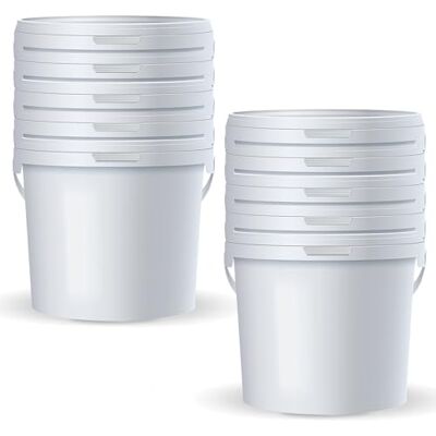 POSH Lot de 10 Seaux avec Couvercle 2 L, Blancs Qualité Alimentaire, Anti-Fuite, Inodore, Robuste et Hermétique, avec Anse POSH Lot de 10 Seaux avec Couvercle 2 L, Blancs Qualité Alimentaire, Anti-Fuite, Inodore, Robuste et Hermétique, avec Anse