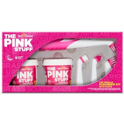 Stardrops The Pink Stuff – The Miracle Scrubber Kit – 2 pots de pâte de nettoyage Miracle avec outil à récurer électrique et 4 têtes de brosse de nettoyage, ensemble de 6 pièces Stardrops The Pink Stuff – The Miracle Scrubber Kit – 2 pots de pâte de nettoyage Miracle avec outil à récurer électrique et 4 têtes de brosse de nettoyage, ensemble de 6 pièces