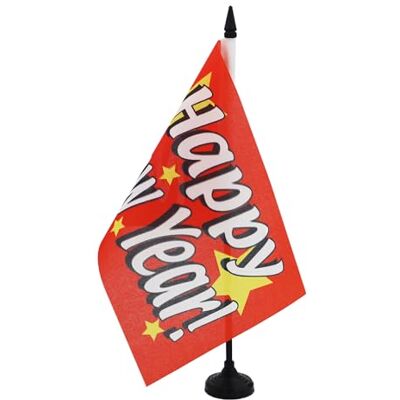 AZ FLAG Drapeau de Table Bonne année 21x14 cm Socle Plastique Usage intérieur Drapeau de bureau Happy New Year finition cousue et bords renforcés polyester 100D AZ FLAG Drapeau de Table Bonne année 21x14 cm Socle Plastique Usage intérieur Drapeau de bureau Happy New Year finition cousue et bords renforcés polyester 100D