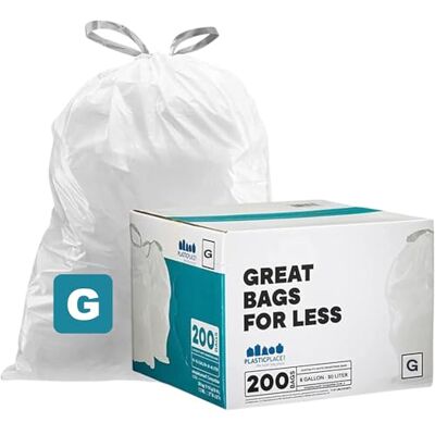 Plasticplace TRA160WH Sacs à ordures sur mesure Ajustés Straight Humain (x) Code G compatible (200 pièces) Coussinets à cordes blanches 20 gallons/30 litres (inclus) 47,5" x 28", 200 pièces Plasticplace TRA160WH Sacs à ordures sur mesure Ajustés Straight Humain (x) Code G compatible (200 pièces) Coussinets à cordes blanches 20 gallons/30 litres (inclus) 47,5" x 28", 200 pièces