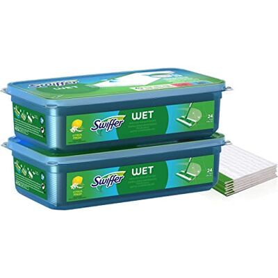 Swiffer 48 Lingettes Nettoyantes Humides, 2 unités (24x2), pour Balai Attrape, Retient la Poussière et la Saleté Swiffer 48 Lingettes Nettoyantes Humides, 2 unités (24x2), pour Balai Attrape, Retient la Poussière et la Saleté